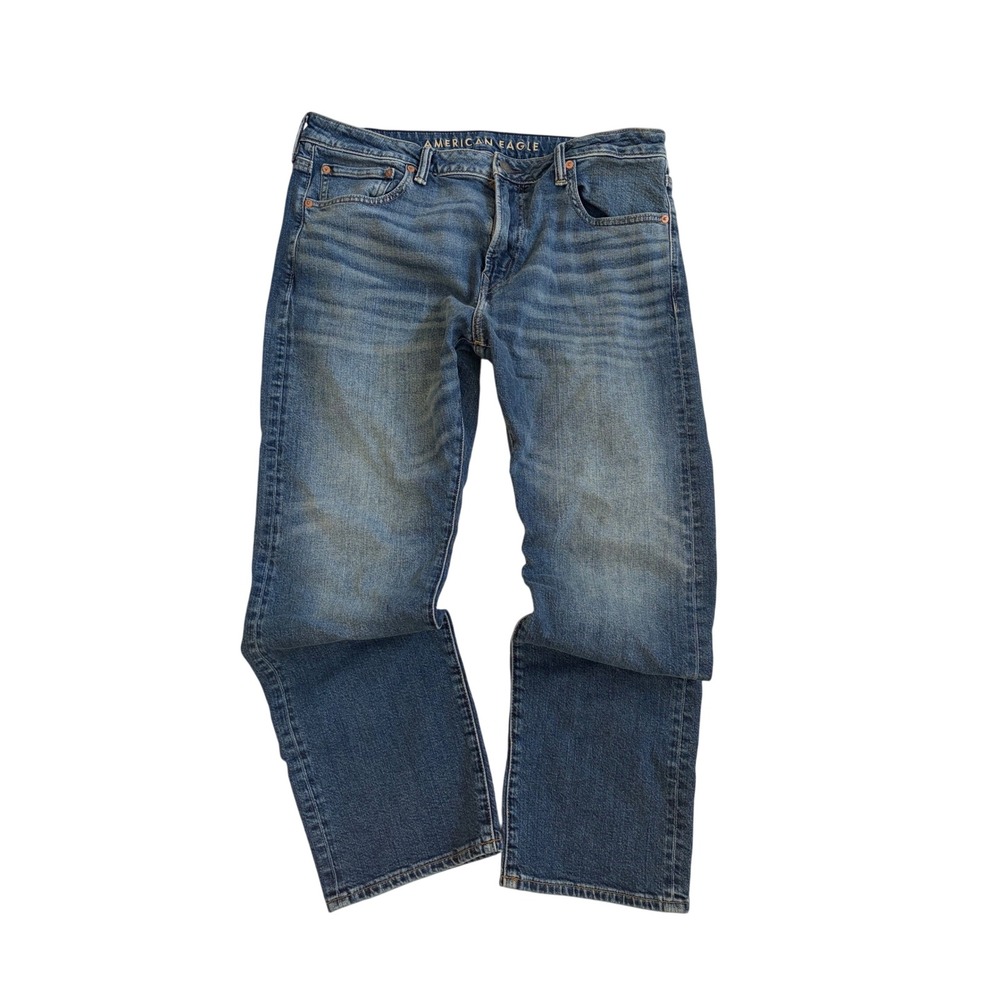 Mens American Eagle AirFlex+ Straight Leg Jeans Medium Wash Blue 36x30